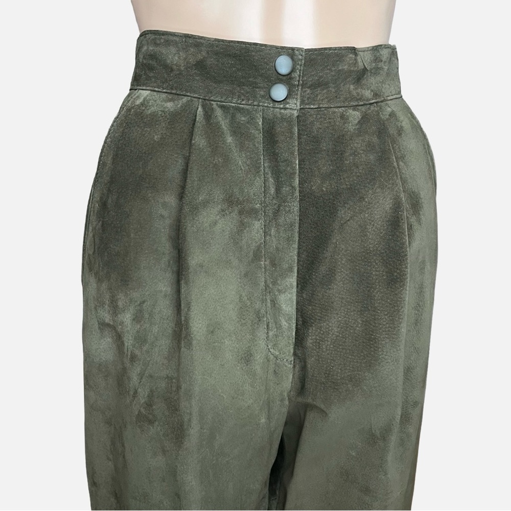 Vintage Danier Olive Suede High-Waist Trousers | Made in Canada | Size 4 - Picture 5 of 11